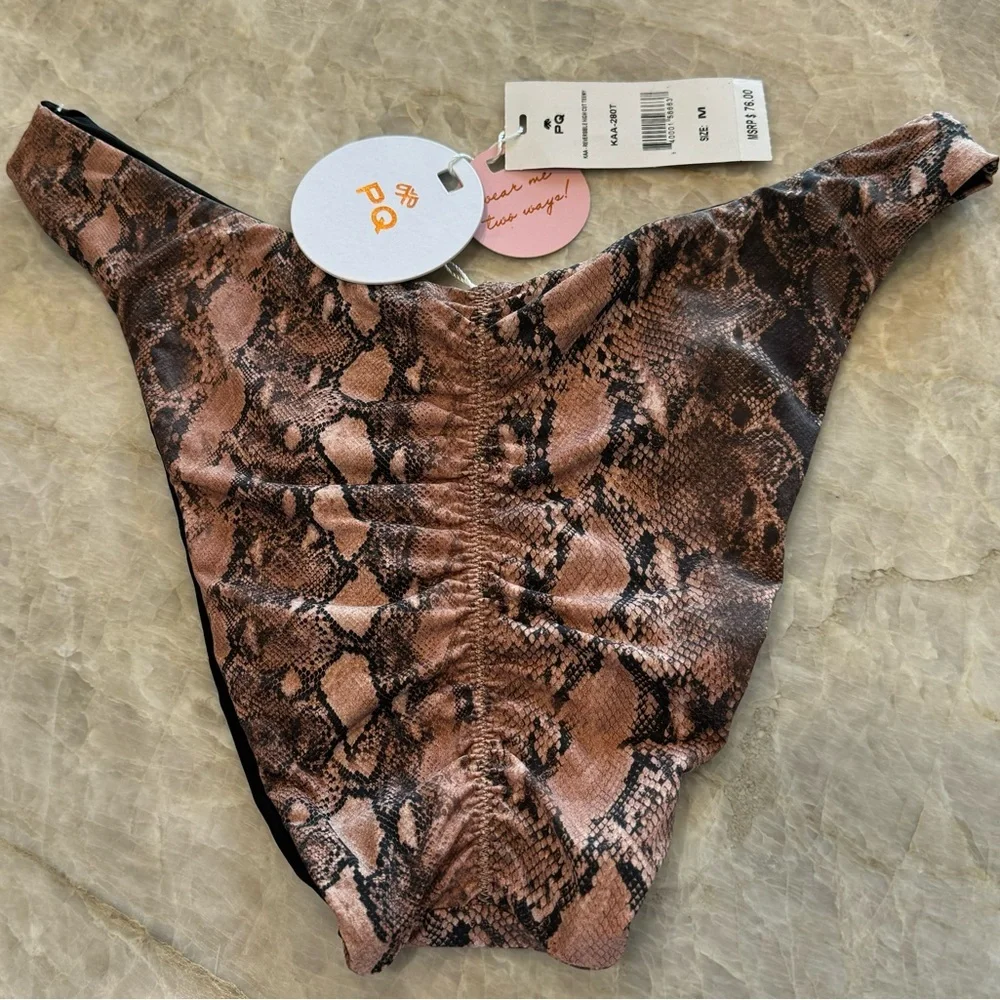 New Pilyq PQ Swim Kaa/Midnight Reversible‎ High Cut Bikini Bottom - Picture 5 of 8